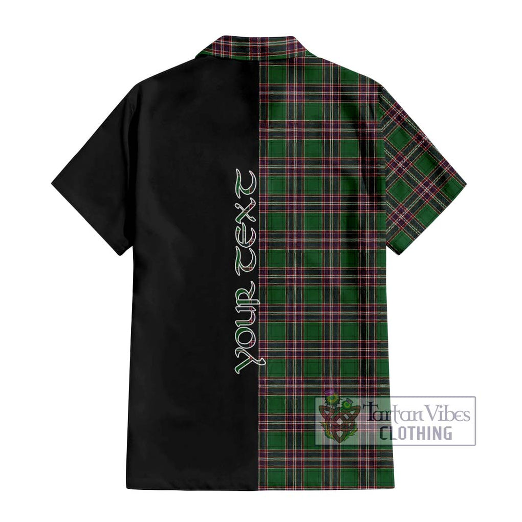 MacFarlane Hunting Tartan Short Sleeve Button Shirt with Family Crest and Half Of Me Style - Tartanvibesclothing Shop