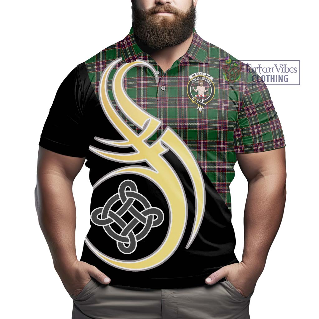 MacFarlane Hunting Tartan Polo Shirt with Family Crest and Celtic Symbol Style - Tartan Vibes Clothing