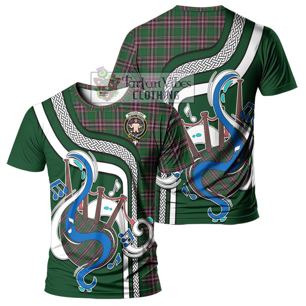 MacFarlane Hunting Tartan T-Shirt with Epic Bagpipe Style - Tartanvibesclothing Shop