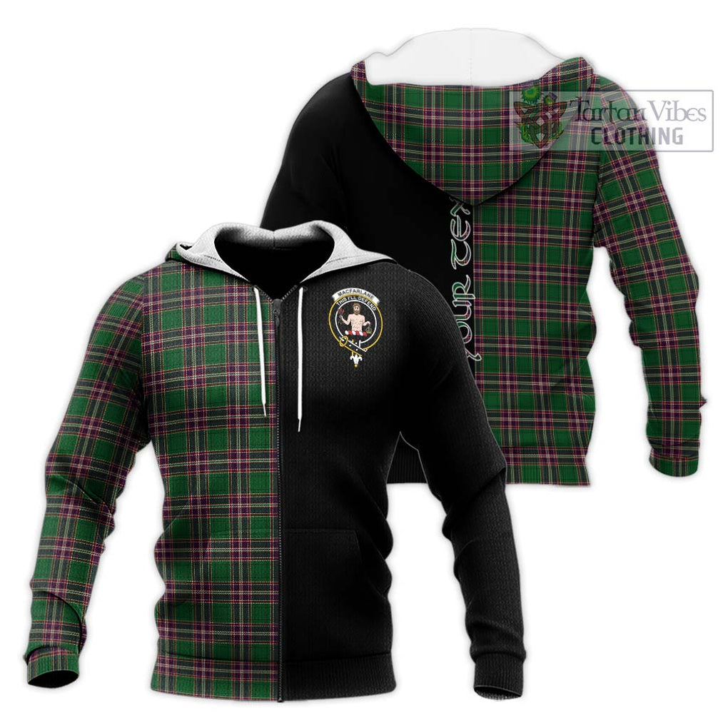 MacFarlane Hunting Tartan Knitted Hoodie with Family Crest and Half Of Me Style Unisex Knitted Zip Hoodie - Tartanvibesclothing Shop