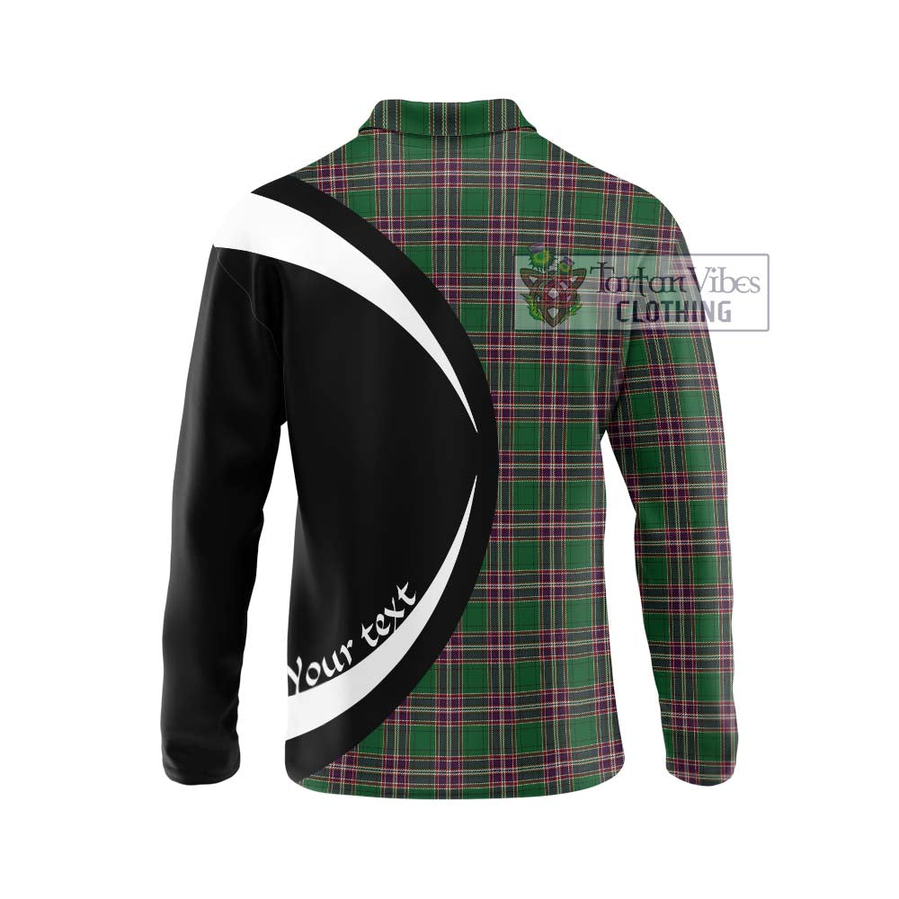 MacFarlane Hunting Tartan Long Sleeve Polo Shirt with Family Crest Circle Style - Tartan Vibes Clothing