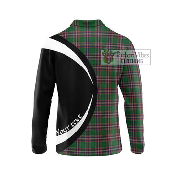 MacFarlane Hunting Tartan Long Sleeve Polo Shirt with Family Crest Circle Style