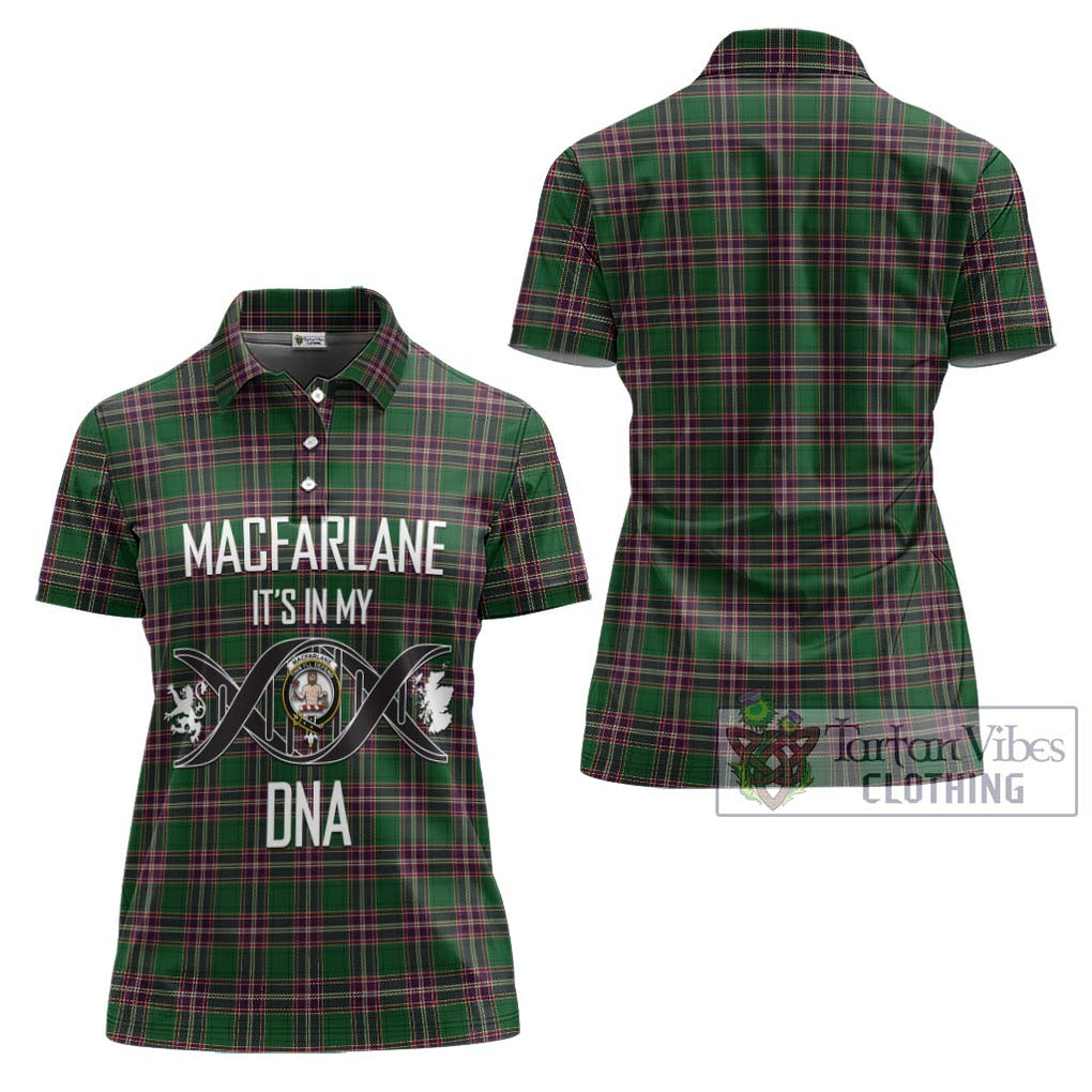 MacFarlane Hunting Tartan Women's Polo Shirt with Family Crest DNA In Me Style - Tartanvibesclothing Shop