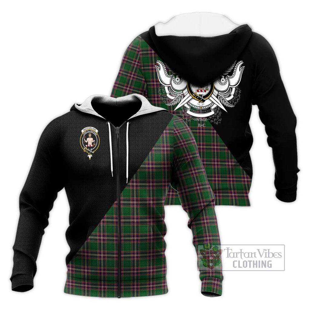 MacFarlane Hunting Tartan Knitted Hoodie with Family Crest and Military Logo Style Unisex Knitted Zip Hoodie - Tartanvibesclothing Shop