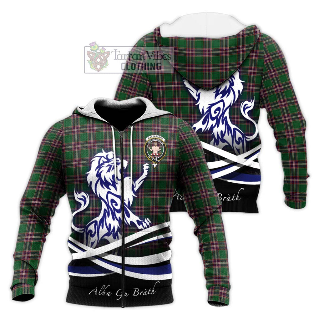 MacFarlane Hunting Tartan Knitted Hoodie with Alba Gu Brath Regal Lion Emblem Unisex Knitted Zip Hoodie - Tartanvibesclothing Shop