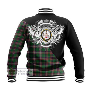 MacFarlane Hunting Tartan Baseball Jacket with Family Crest and Military Logo Style