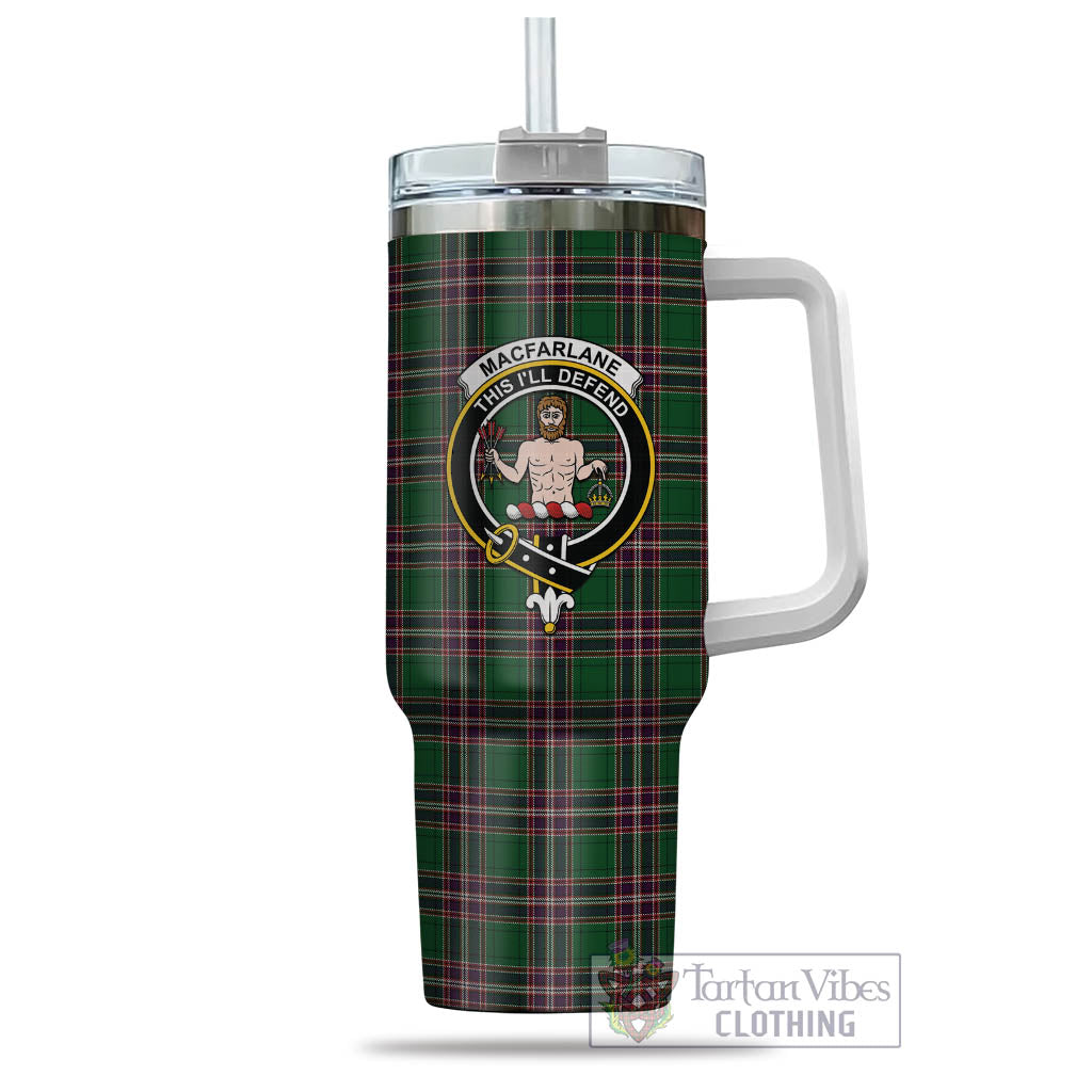 Tartan Vibes Clothing MacFarlane Hunting Tartan and Family Crest Tumbler with Handle