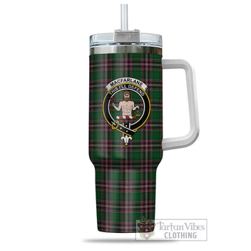 MacFarlane Hunting Tartan and Family Crest Tumbler with Handle