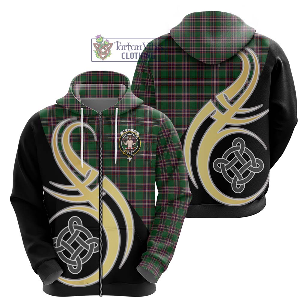 Tartan Vibes Clothing MacFarlane Hunting Tartan Hoodie with Family Crest and Celtic Symbol Style