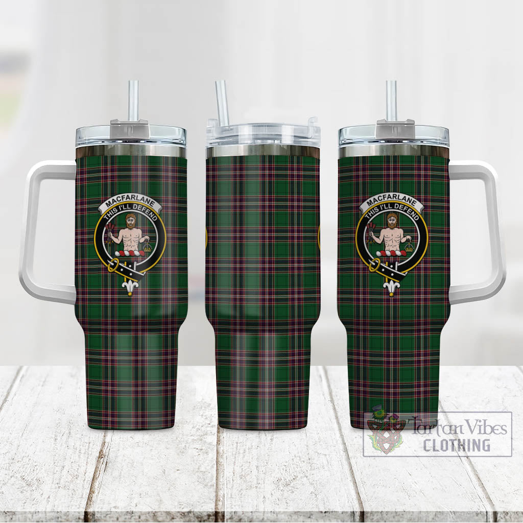 Tartan Vibes Clothing MacFarlane Hunting Tartan and Family Crest Tumbler with Handle