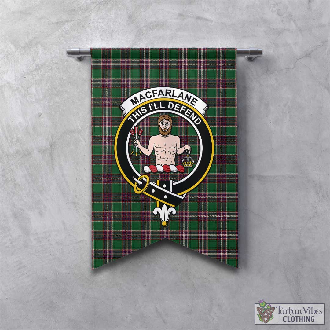 Tartan Vibes Clothing MacFarlane Hunting Tartan Gonfalon, Tartan Banner with Family Crest