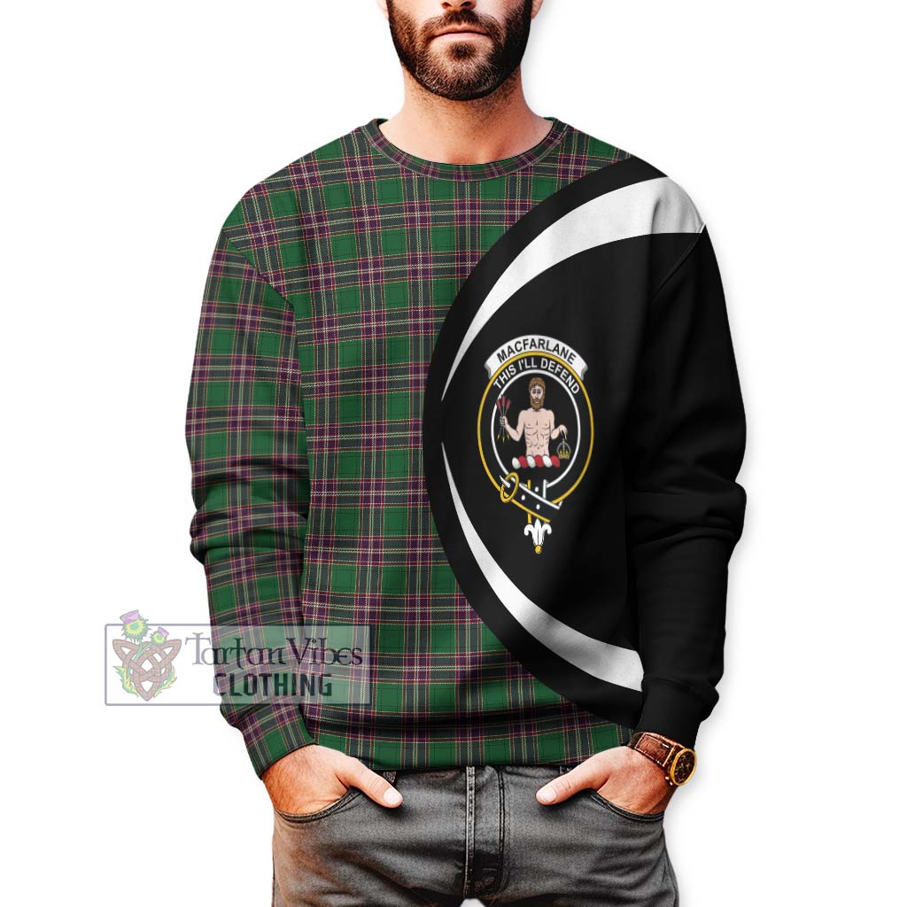 MacFarlane Hunting Tartan Sweatshirt with Family Crest Circle Style - Tartan Vibes Clothing