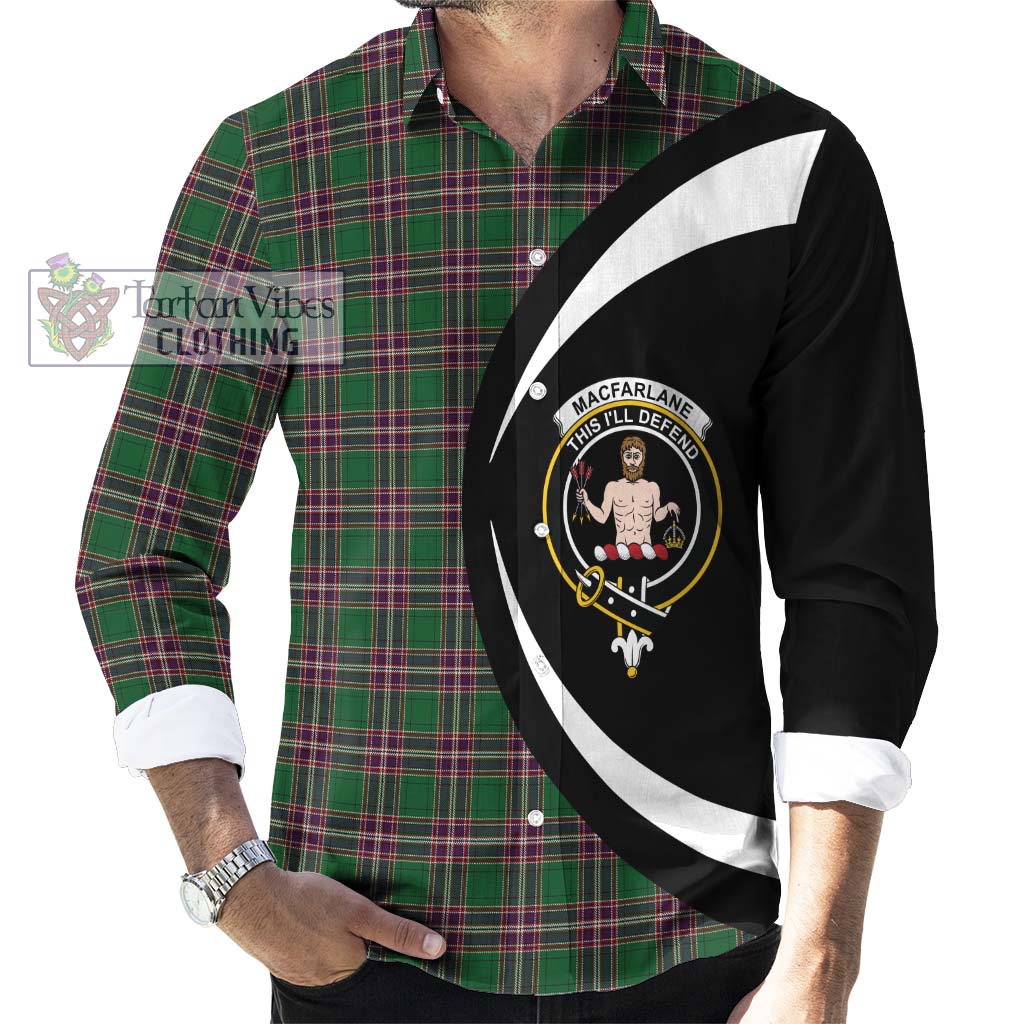 MacFarlane Hunting Tartan Long Sleeve Button Up with Family Crest Circle Style - Tartan Vibes Clothing