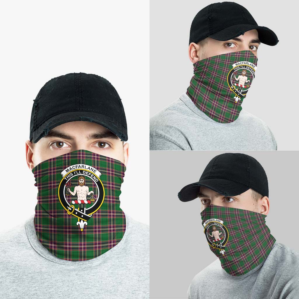 MacFarlane Hunting Tartan Neck Gaiters, Tartan Bandanas, Tartan Head Band with Family Crest