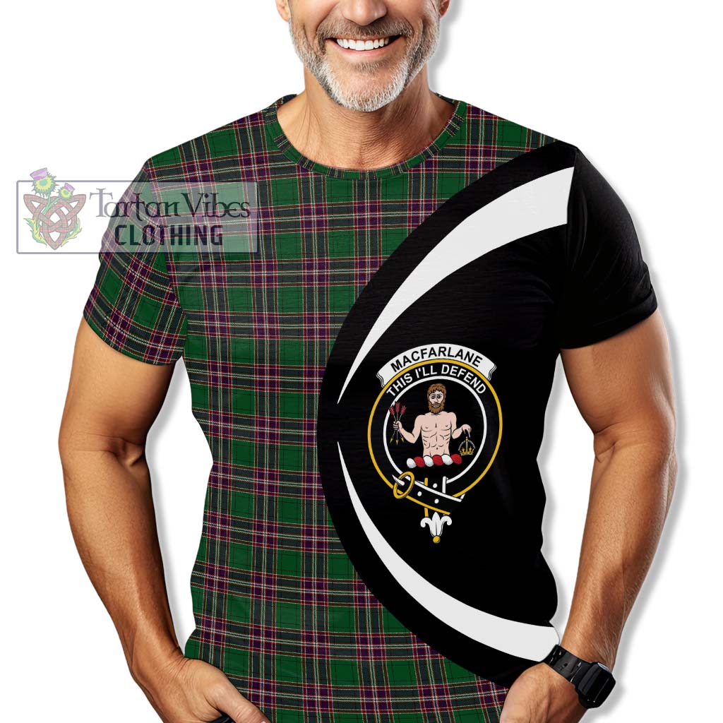 Tartan Vibes Clothing MacFarlane Hunting Tartan T-Shirt with Family Crest Circle Style