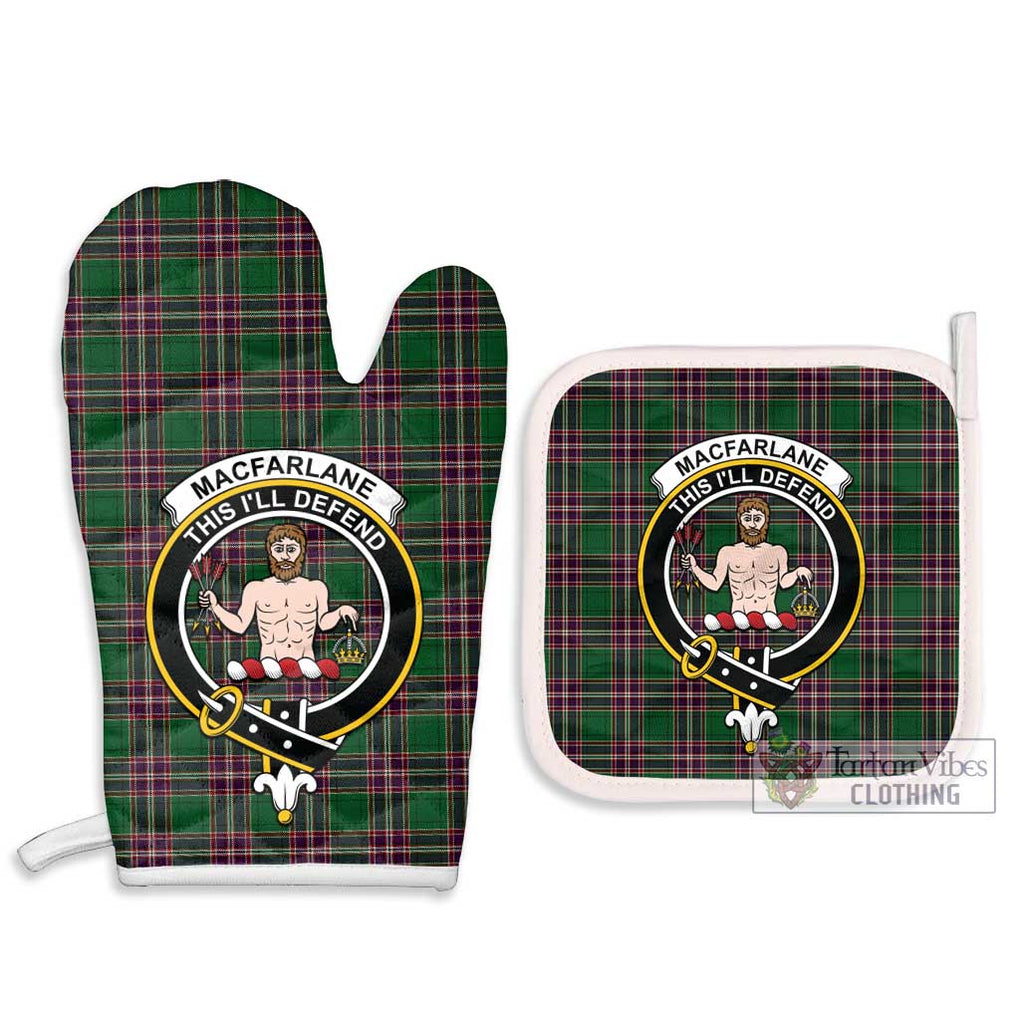 MacFarlane Hunting Tartan Combo Oven Mitt & Pot-Holder with Family Crest Combo 1 Oven Mitt & 2 Pot-Holder White - Tartan Vibes Clothing