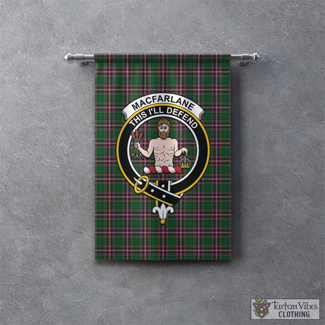 Tartan Vibes Clothing MacFarlane Hunting Tartan Gonfalon, Tartan Banner with Family Crest