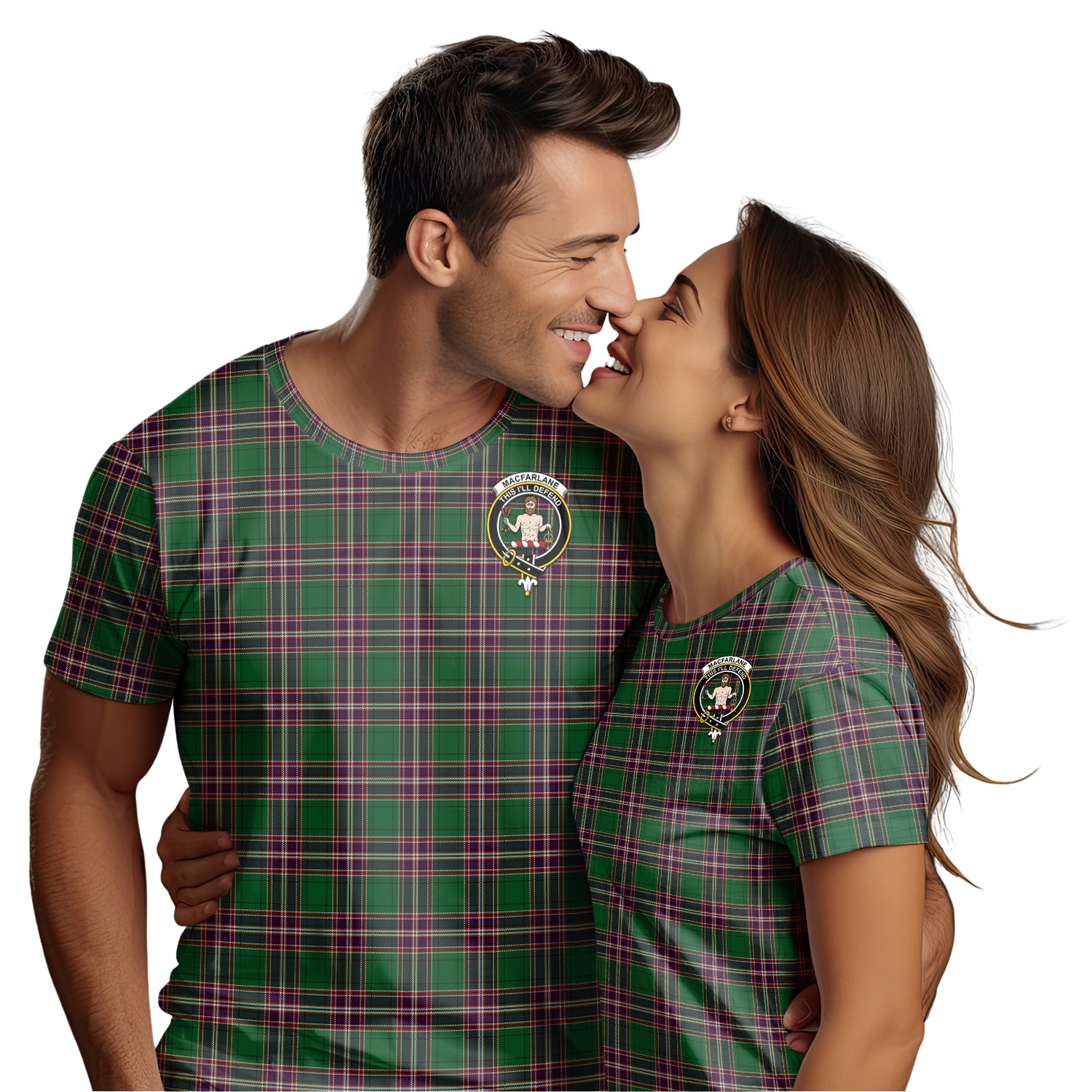 MacFarlane Hunting Tartan T-Shirt with Family Crest - Tartan Vibes Clothing