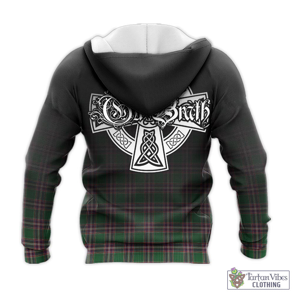 Tartan Vibes Clothing MacFarlane Hunting Tartan Knitted Hoodie Featuring Alba Gu Brath Family Crest Celtic Inspired