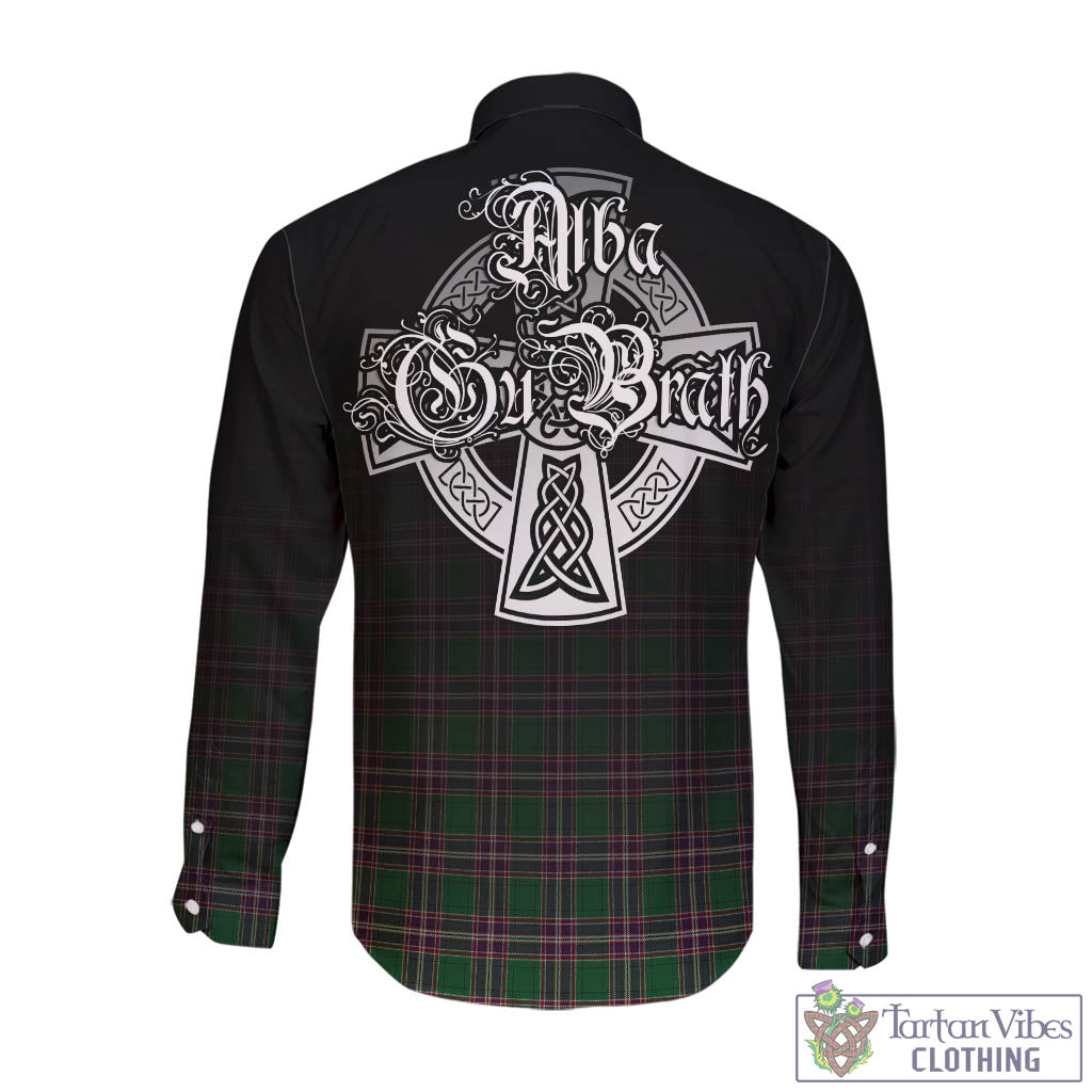 Tartan Vibes Clothing MacFarlane Hunting Tartan Long Sleeve Button Up Featuring Alba Gu Brath Family Crest Celtic Inspired