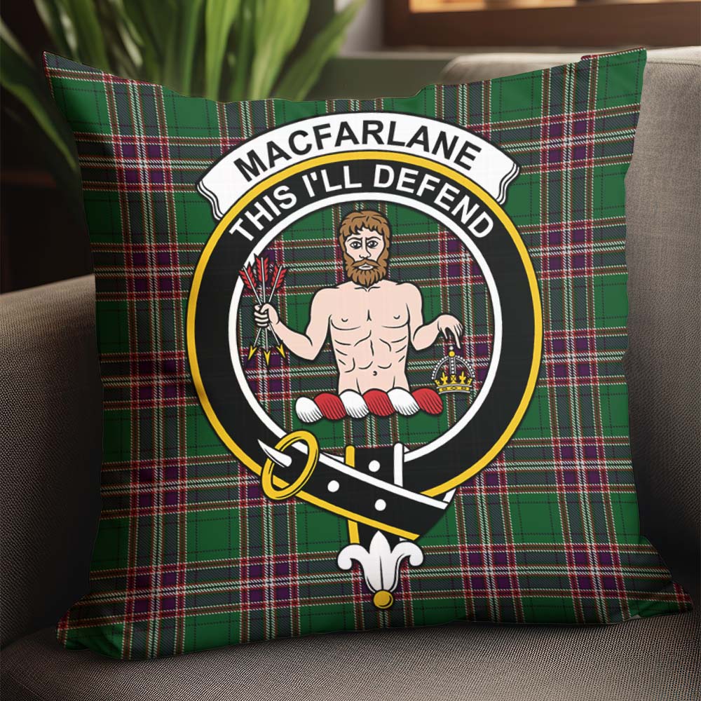 MacFarlane Hunting Tartan Pillow Cover with Family Crest - Tartanvibesclothing