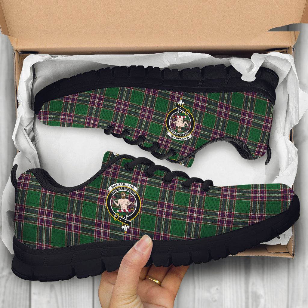 MacFarlane Hunting Tartan Sneakers with Family Crest - Tartan Vibes Clothing