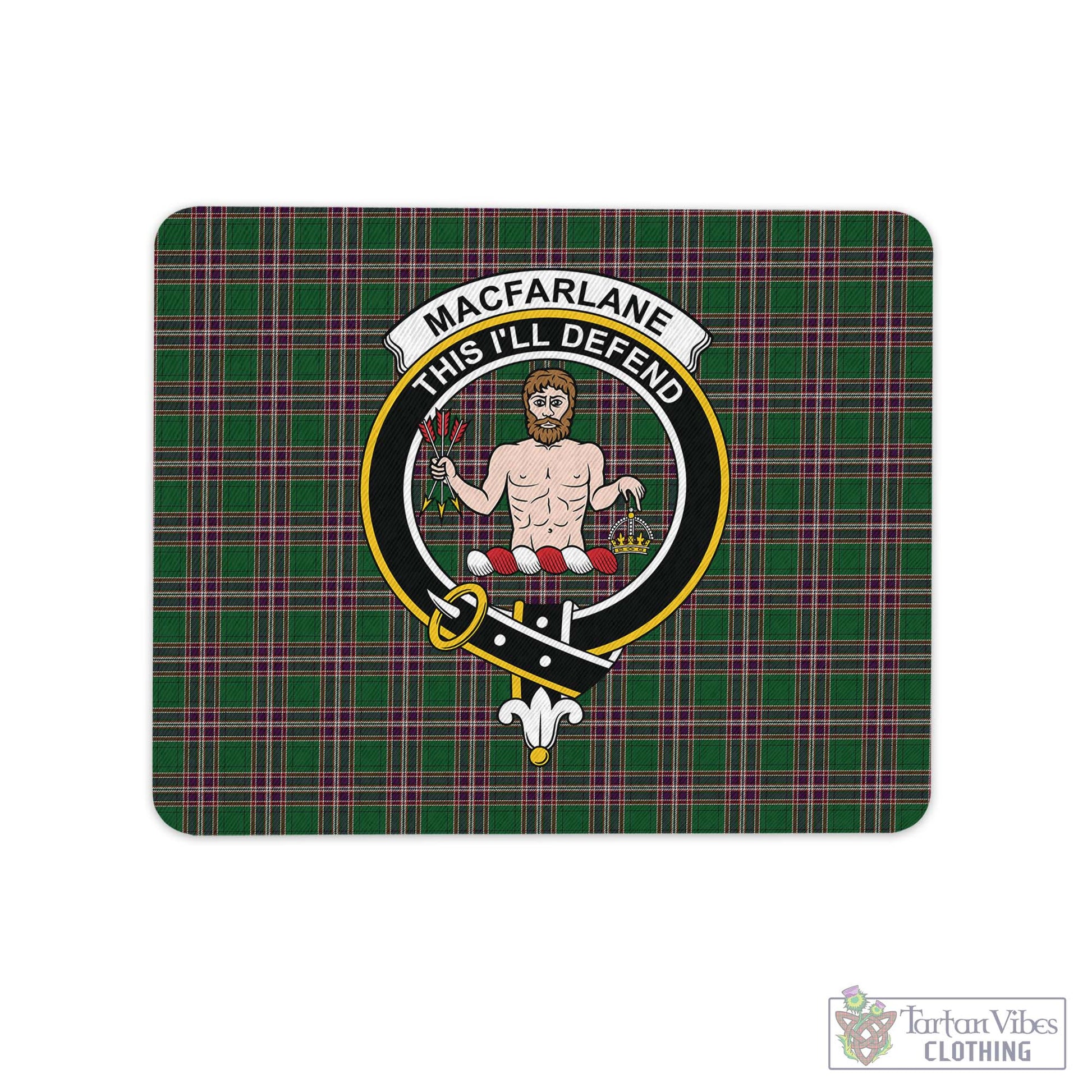 Tartan Vibes Clothing MacFarlane Hunting Tartan Mouse Pad with Family Crest