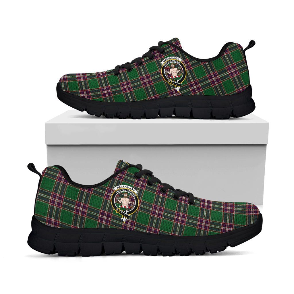 MacFarlane Hunting Tartan Sneakers with Family Crest - Tartan Vibes Clothing