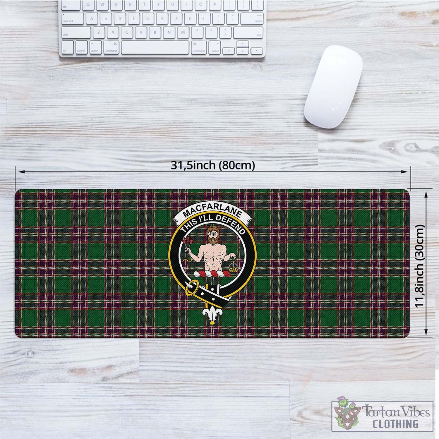 Tartan Vibes Clothing MacFarlane Hunting Tartan Mouse Pad with Family Crest