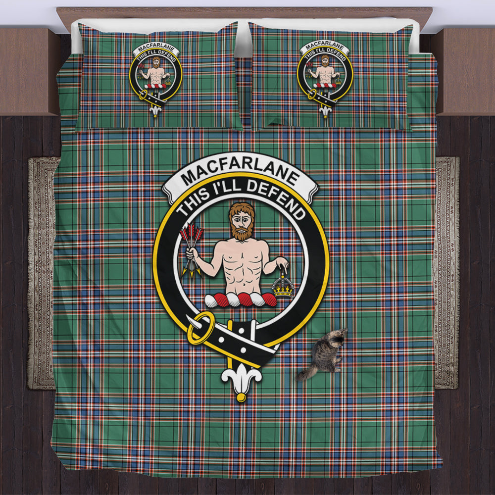 MacFarlane Hunting Ancient Tartan Bedding Set with Family Crest US Bedding Set - Tartan Vibes Clothing