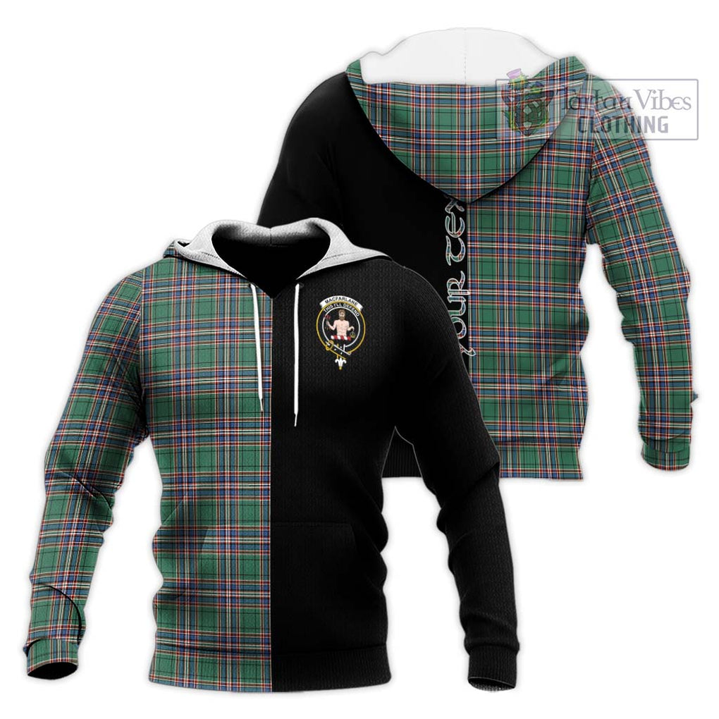 MacFarlane Hunting Ancient Tartan Knitted Hoodie with Family Crest and Half Of Me Style Unisex Knitted Pullover Hoodie - Tartanvibesclothing Shop