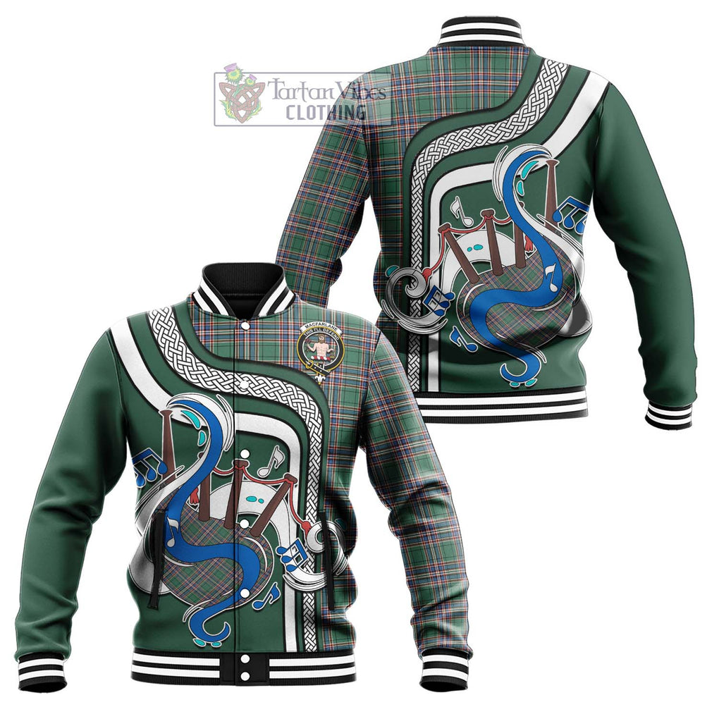 Tartan Vibes Clothing MacFarlane Hunting Ancient Tartan Baseball Jacket with Epic Bagpipe Style