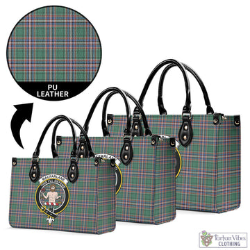 MacFarlane Hunting Ancient Tartan Luxury Leather Handbags with Family Crest