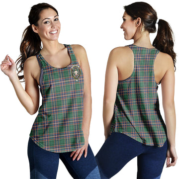 MacFarlane Hunting Ancient Tartan Women Racerback Tanks with Family Crest