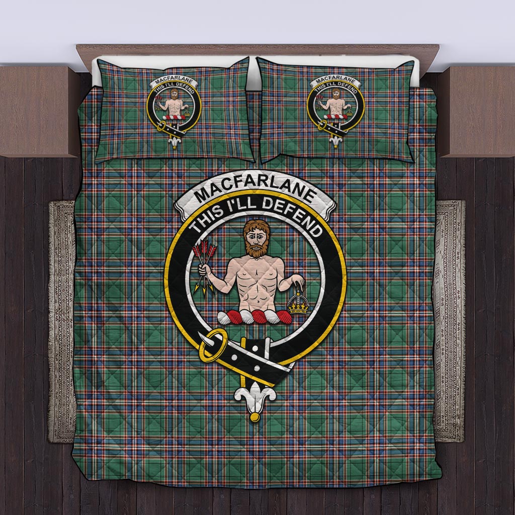 MacFarlane Hunting Ancient Tartan Quilt Bed Set with Family Crest Twin - Tartan Vibes Clothing