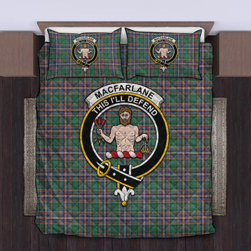 MacFarlane Hunting Ancient Tartan Quilt Bed Set with Family Crest