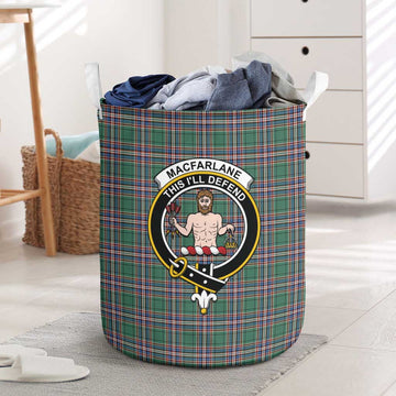 MacFarlane Hunting Ancient Tartan Laundry Basket with Family Crest