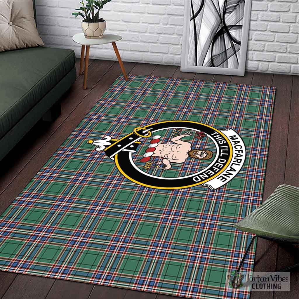 Tartan Vibes Clothing MacFarlane Hunting Ancient Tartan Area Rug with Family Crest