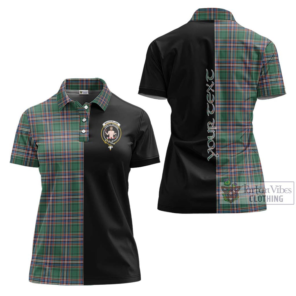 MacFarlane Hunting Ancient Tartan Women's Polo Shirt with Family Crest and Half Of Me Style Women - Tartanvibesclothing Shop