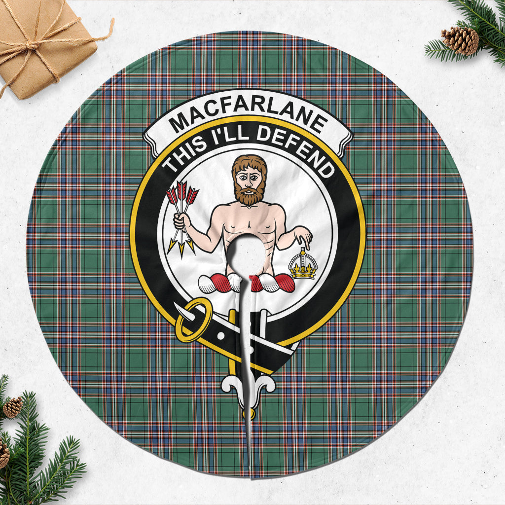 MacFarlane Hunting Ancient Tartan Christmas Tree Skirt with Family Crest - Tartanvibesclothing