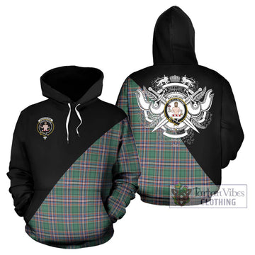 MacFarlane Hunting Ancient Tartan Hoodie with Family Crest and Military Logo Style