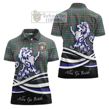 MacFarlane Hunting Ancient Tartan Women's Polo Shirt with Alba Gu Brath Regal Lion Emblem