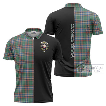 MacFarlane Hunting Ancient Tartan Zipper Polo Shirt with Family Crest and Half Of Me Style