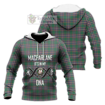 MacFarlane Hunting Ancient Tartan Knitted Hoodie with Family Crest DNA In Me Style