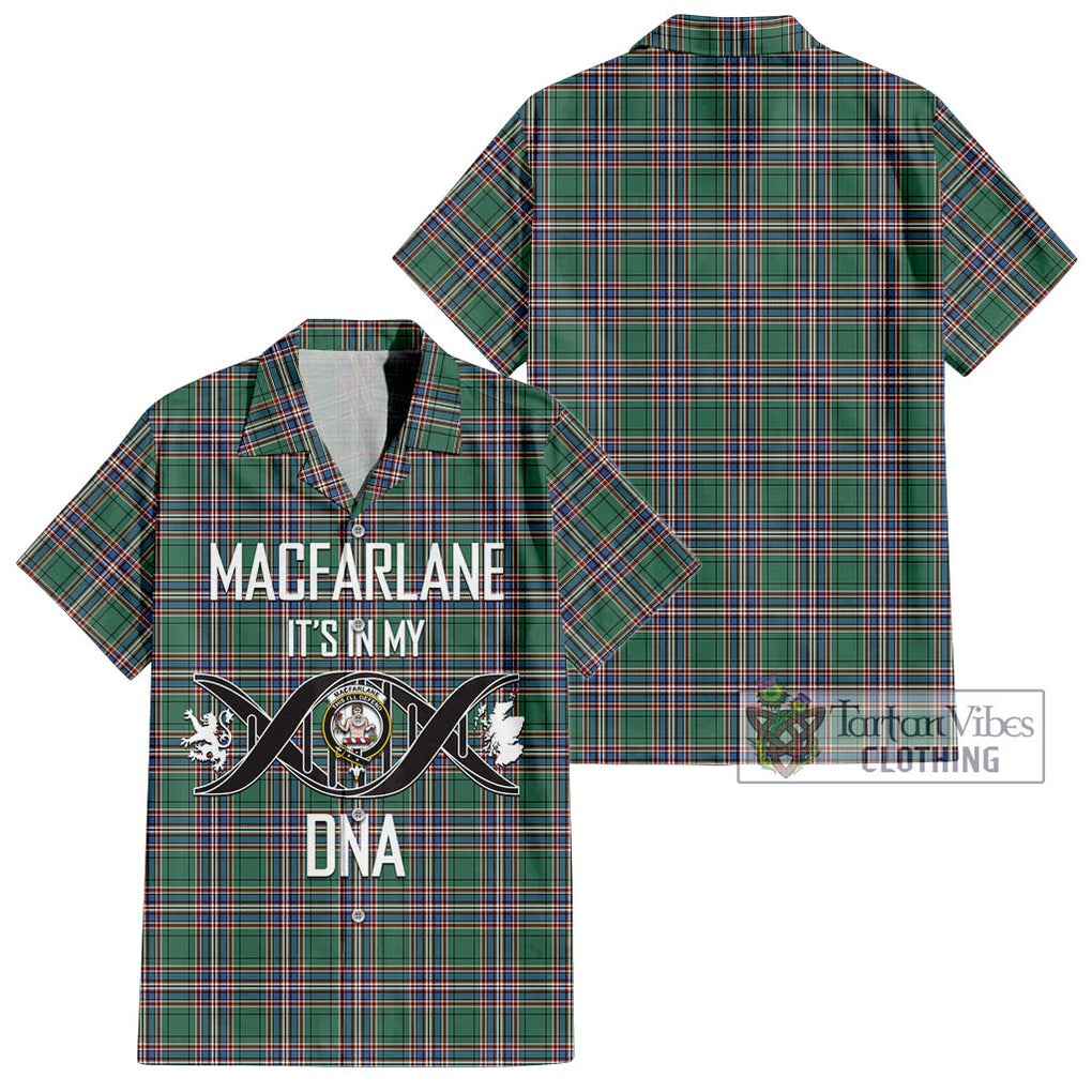 MacFarlane Hunting Ancient Tartan Short Sleeve Button Shirt with Family Crest DNA In Me Style Kid - Tartanvibesclothing Shop