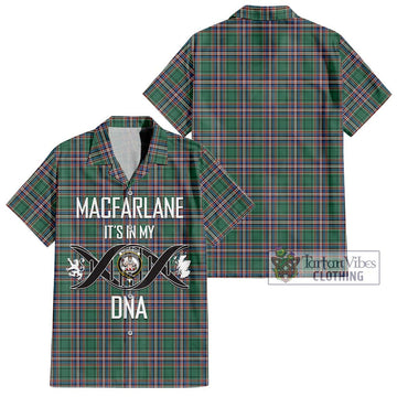 MacFarlane Hunting Ancient Tartan Short Sleeve Button Shirt with Family Crest DNA In Me Style