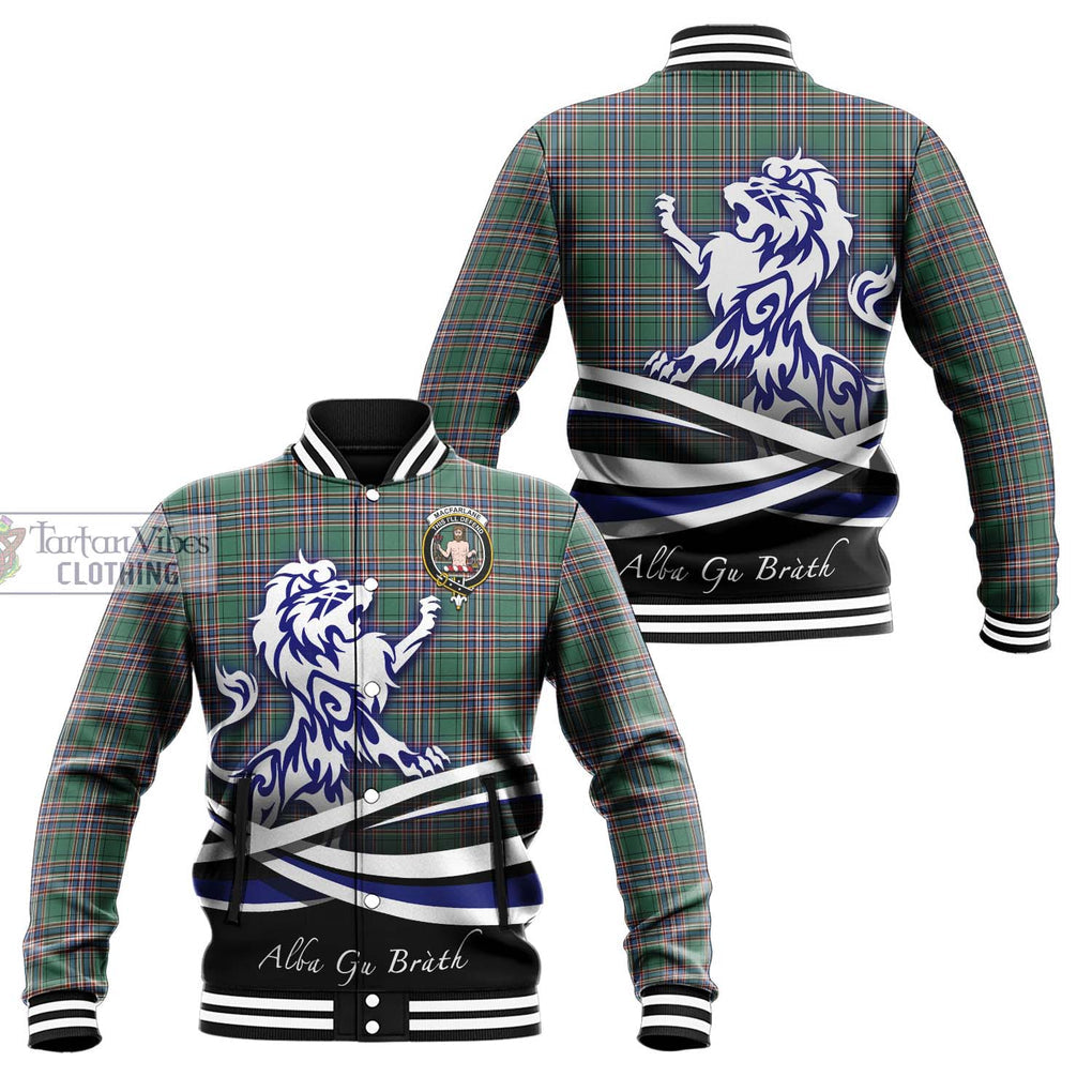 MacFarlane Hunting Ancient Tartan Baseball Jacket with Alba Gu Brath Regal Lion Emblem Unisex - Tartanvibesclothing Shop