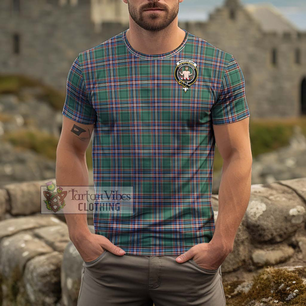 MacFarlane Hunting Ancient Tartan Cotton T-Shirt with Family Crest Men's Shirt - Tartanvibesclothing Shop