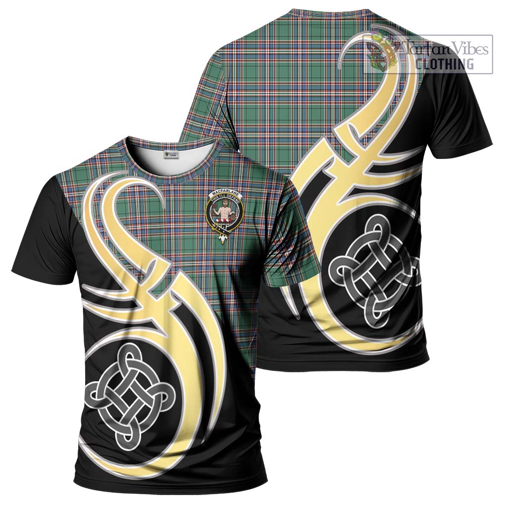 Tartan Vibes Clothing MacFarlane Hunting Ancient Tartan T-Shirt with Family Crest and Celtic Symbol Style