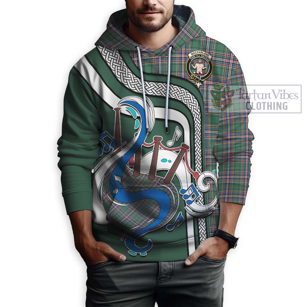 Tartan Vibes Clothing MacFarlane Hunting Ancient Tartan Hoodie with Epic Bagpipe Style